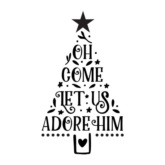 Oh Come Let Us Adore Him SVG design for Cricut, Silhouette, laser cutting, vinyl, sublimation, Christmas crafts, and DIY projects.