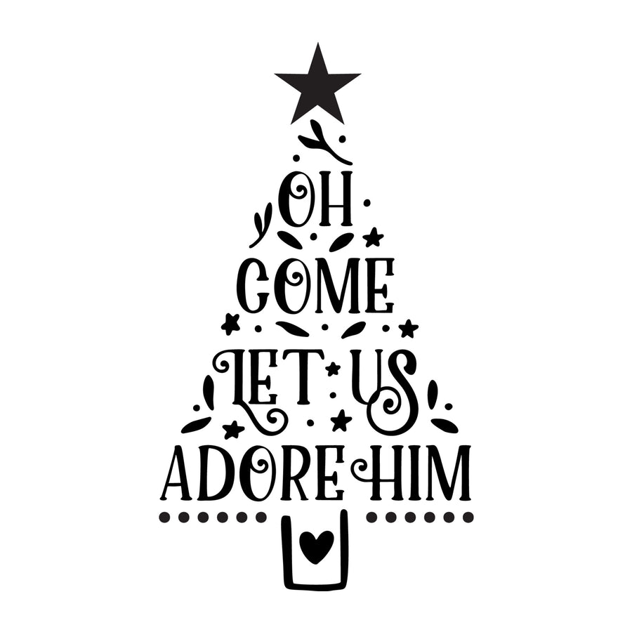 Oh Come Let Us Adore Him SVG design for Cricut, Silhouette, laser cutting, vinyl, sublimation, Christmas crafts, and DIY projects.