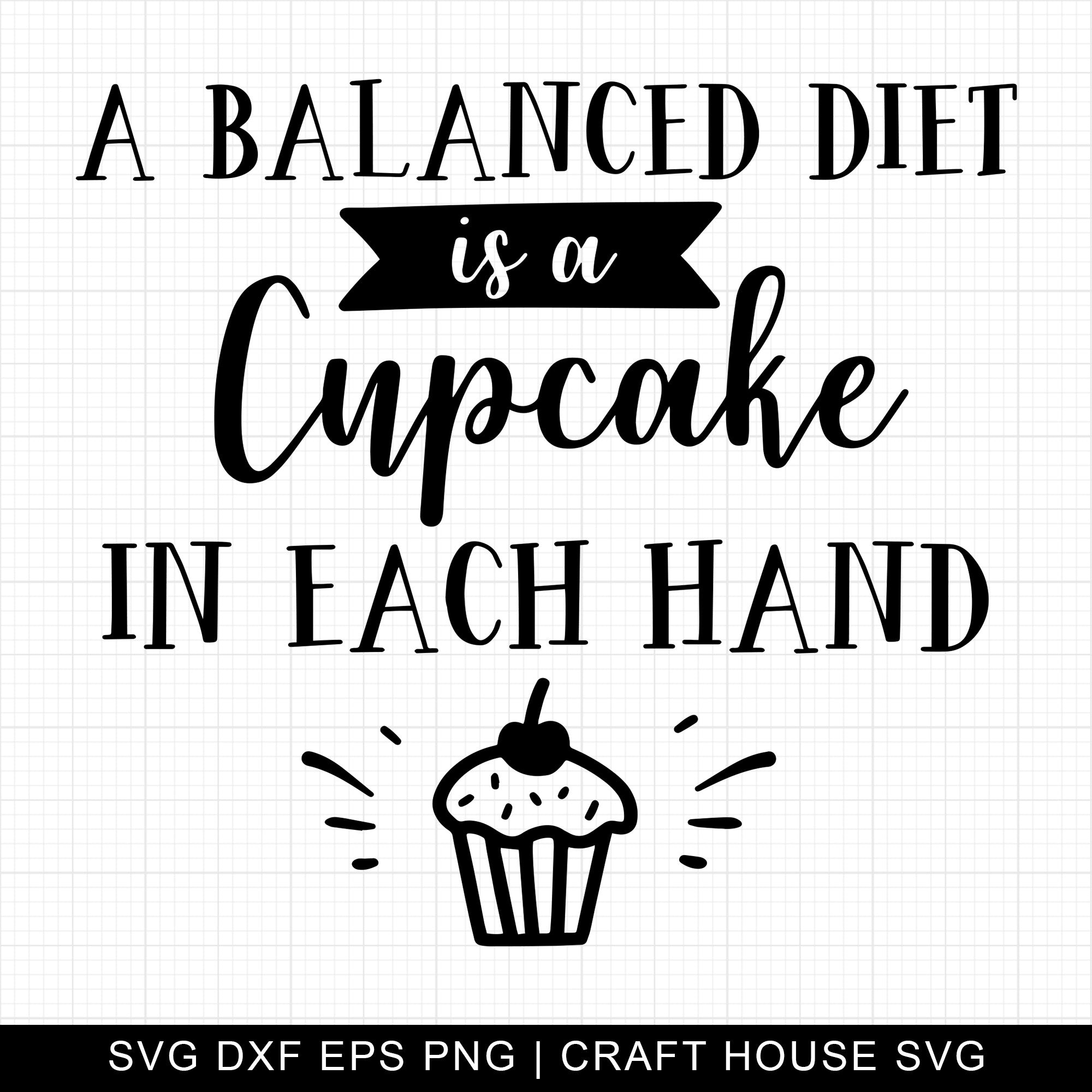 A Balanced Diet Is A Cupcake In Each Hand SVG | M10F1