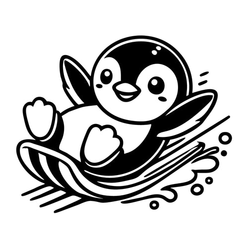 A Cute Penguin Sliding SVG design for Cricut, Silhouette, laser cutting, vinyl, sublimation, and craft projects.