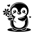 A Cute Penguin with Flower SVG design for Cricut, Silhouette, laser cutting, vinyl, sublimation, and craft projects.