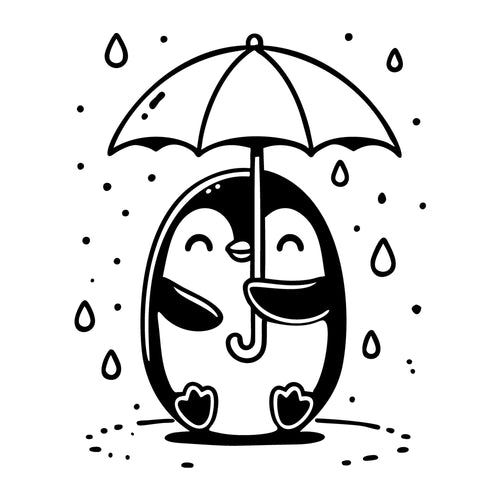 Adorable Penguin Under Umbrella SVG design for Cricut, Silhouette, laser cutting, vinyl, sublimation, and craft projects.
