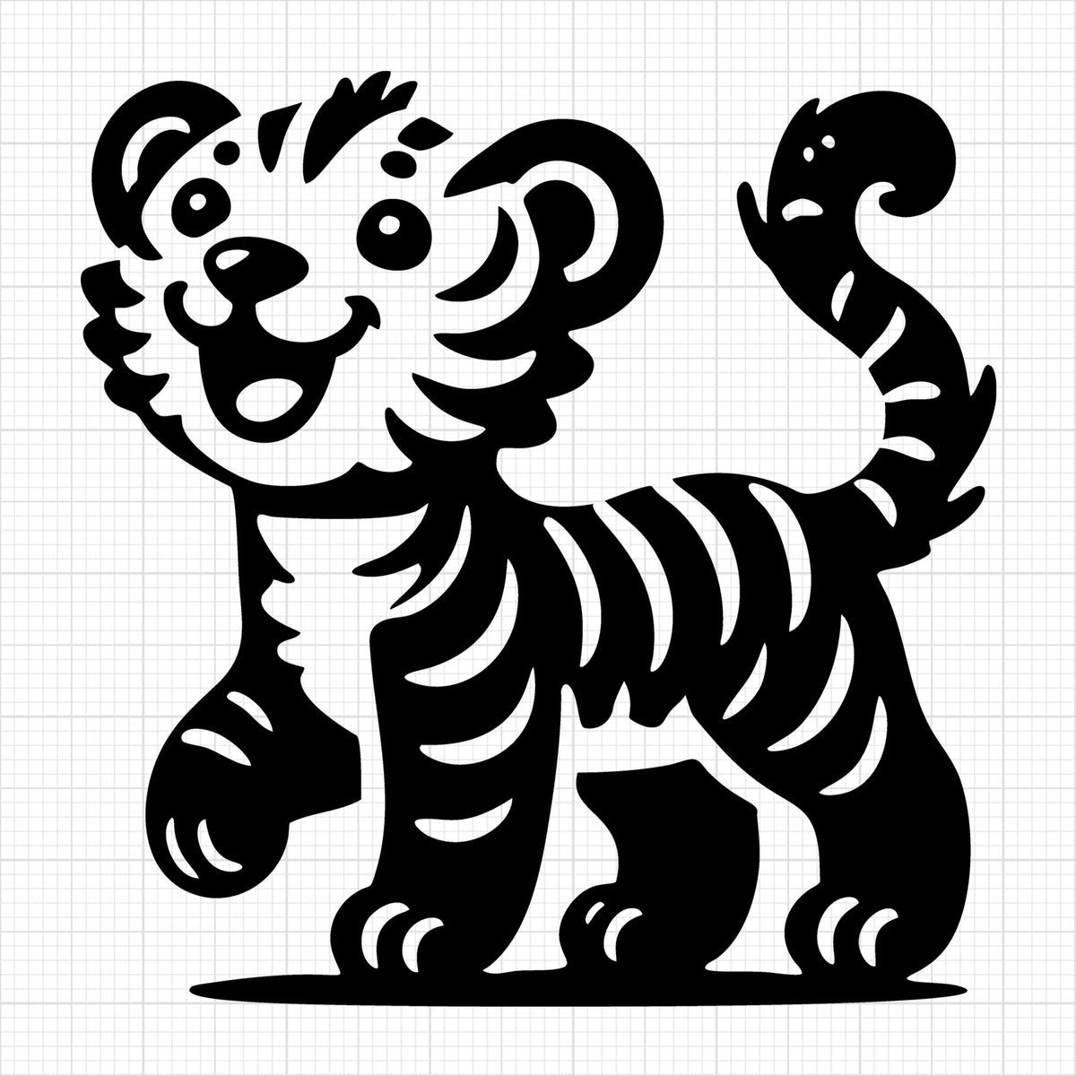 Adorable Happy Tiger Cub Standing Silhouette