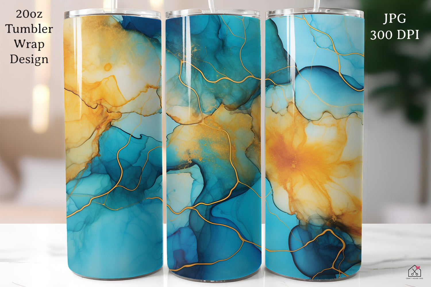Alcohol Ink 20oz Tumbler Wrap Bundle Sublimation Designs JPG - Craft House SVG