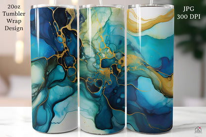 Alcohol Ink 20oz Tumbler Wrap Bundle Sublimation Designs JPG
