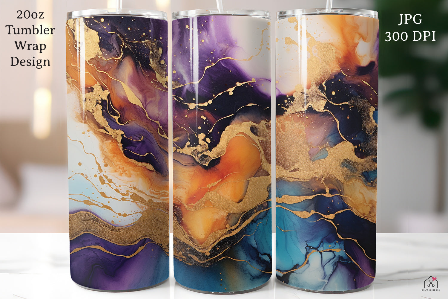 Alcohol Ink 20oz Tumbler Wrap Bundle Sublimation Designs JPG - Craft House SVG