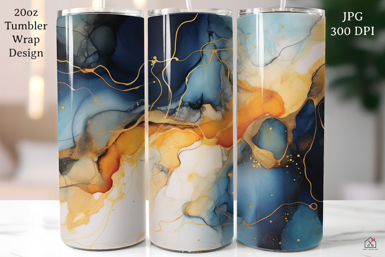 Alcohol Ink 20oz Tumbler Wrap Bundle Sublimation Designs JPG - Craft House SVG