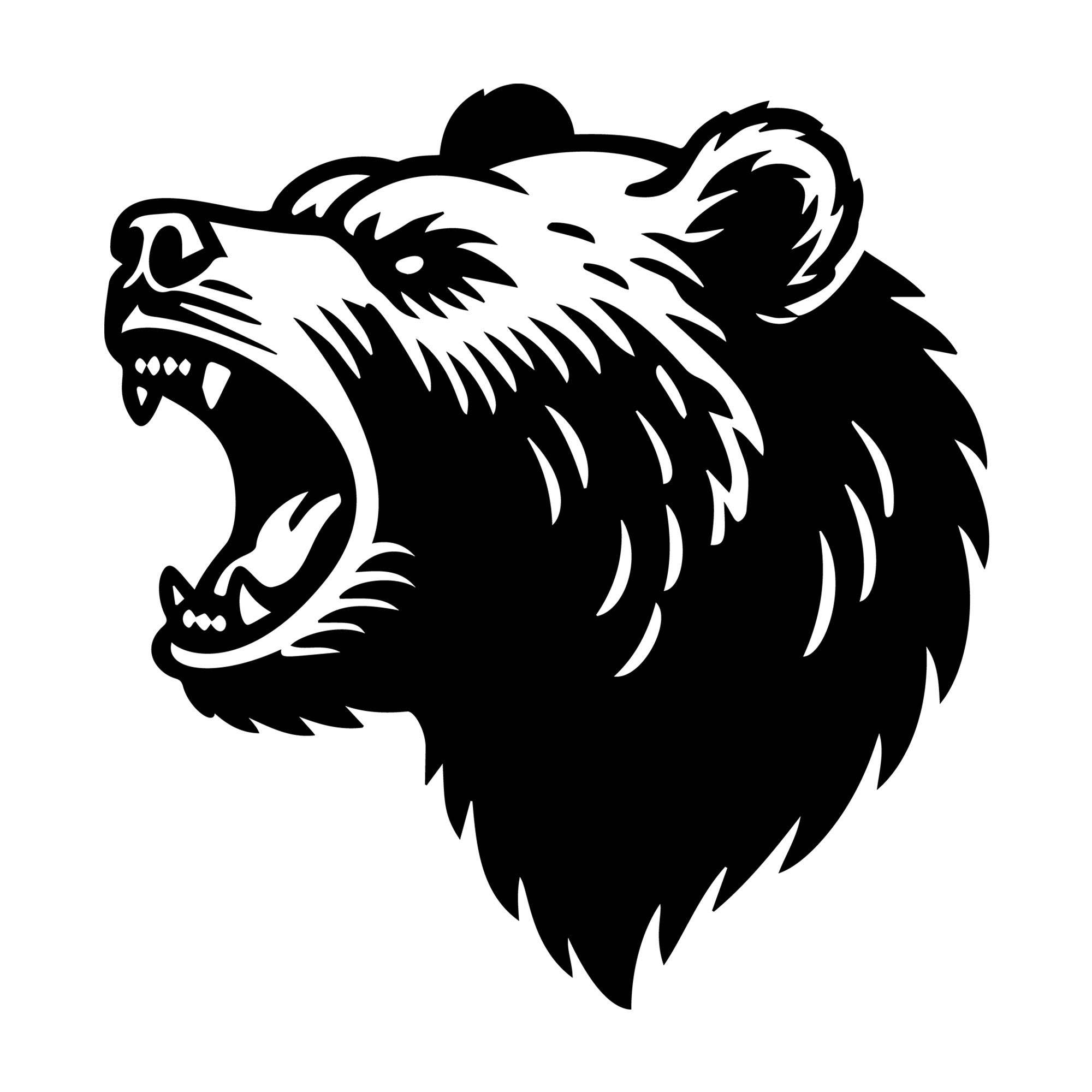 Angry Grizzly Bear SVG design for Cricut, Silhouette, laser cutting, vinyl, sublimation, and craft projects.