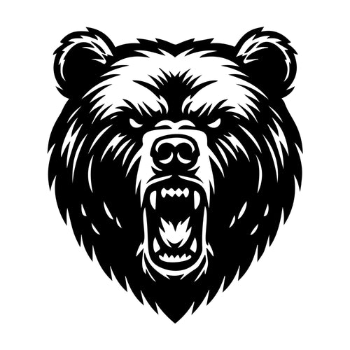 Angry Grizzly Bear Head SVG design for Cricut, Silhouette, laser cutting, vinyl, sublimation, and craft projects.