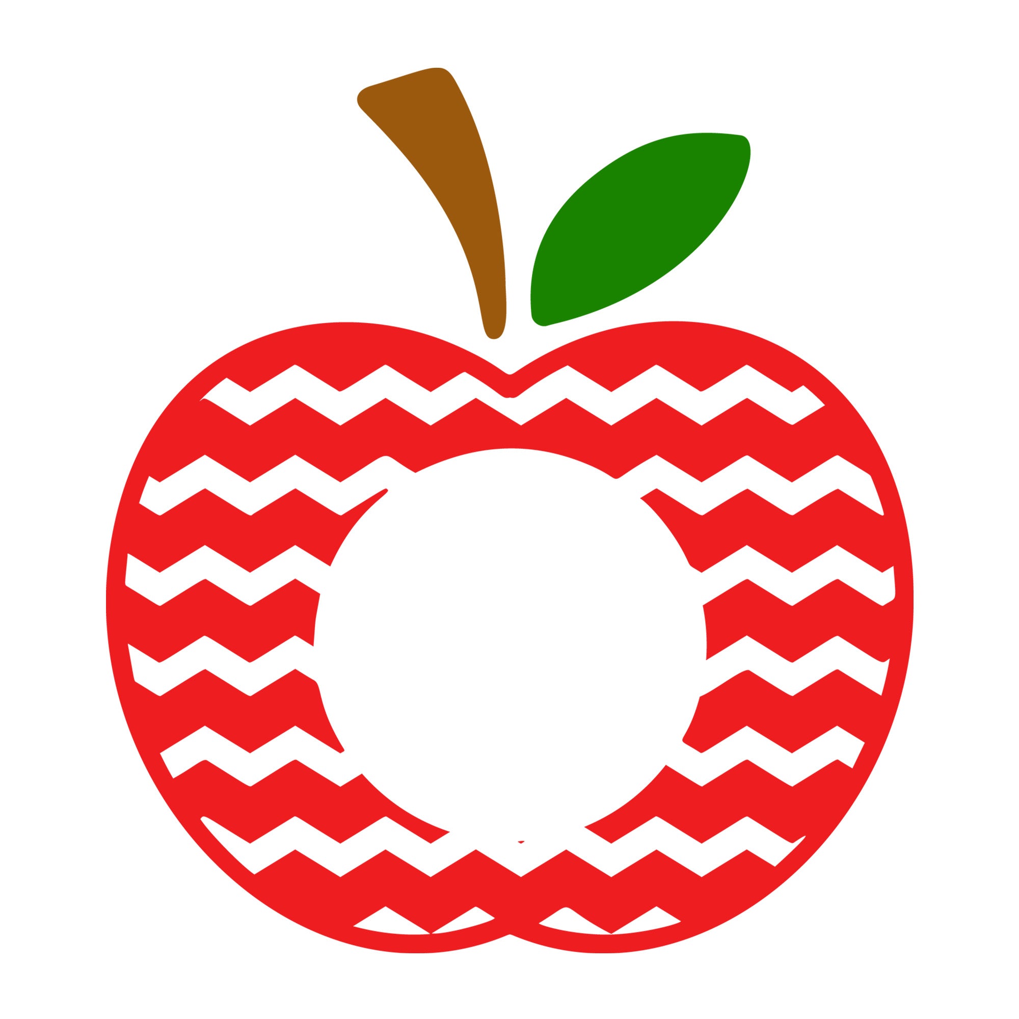 Apple Chevron Monogram SVG design for Cricut, Silhouette, laser cutting, vinyl, sublimation, teacher, and school craft projects.