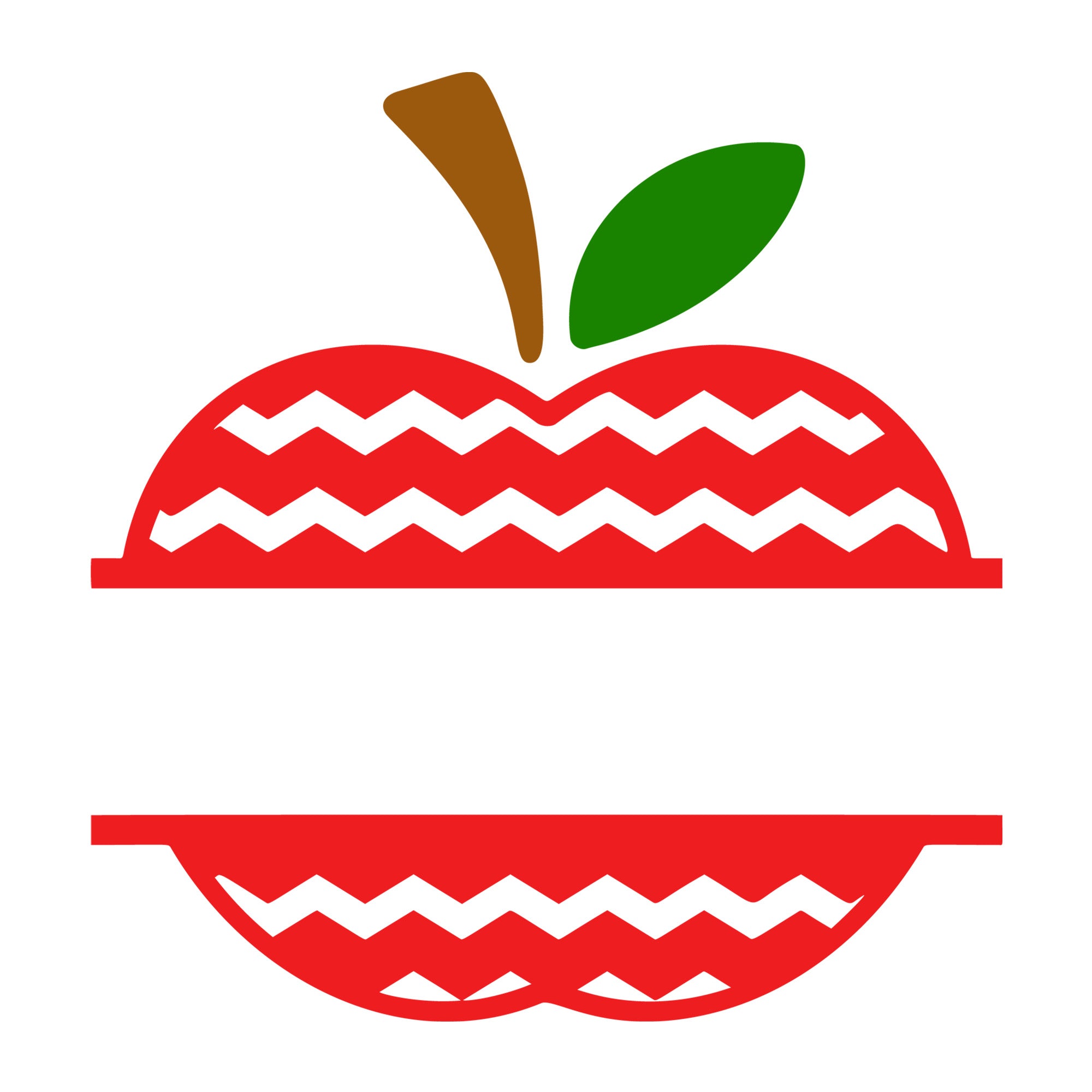 Apple Chevron Split Monogram SVG design for Cricut, Silhouette, laser cutting, vinyl, sublimation, teacher, and school craft projects.