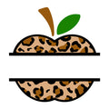 Apple Leopard Split Monogram SVG design for Cricut, Silhouette, laser cutting, vinyl, sublimation, teacher, and school craft projects.