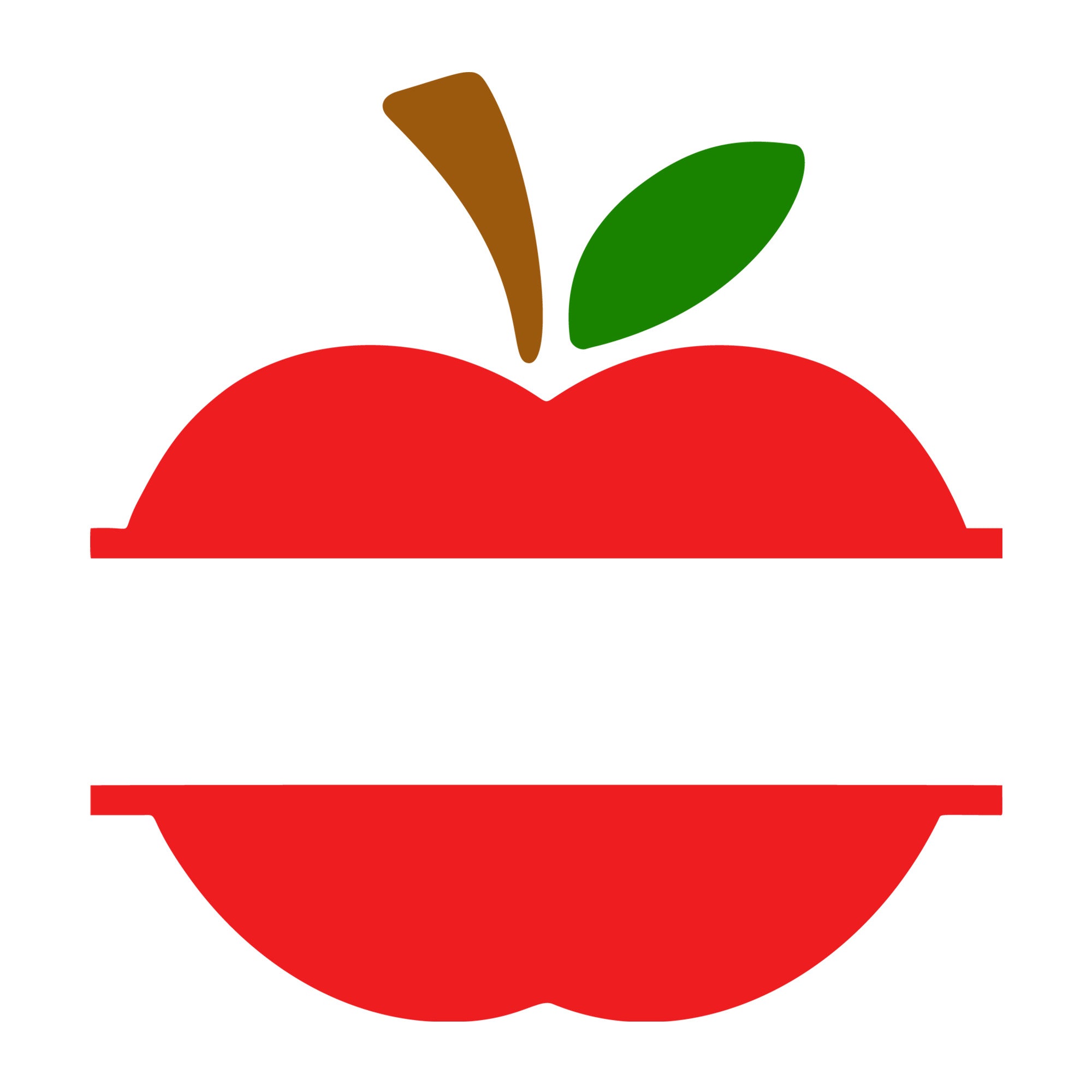 Apple Split Monogram SVG design for Cricut, Silhouette, laser cutting, vinyl, sublimation, teacher, and school craft projects.
