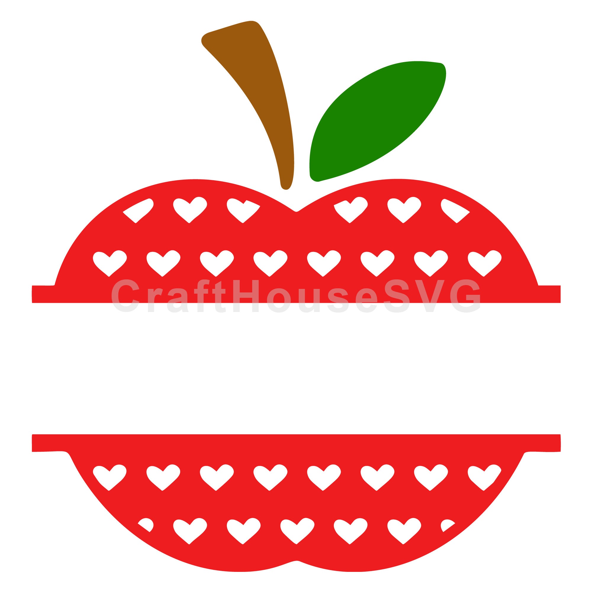 Apple heart split monogram SVG