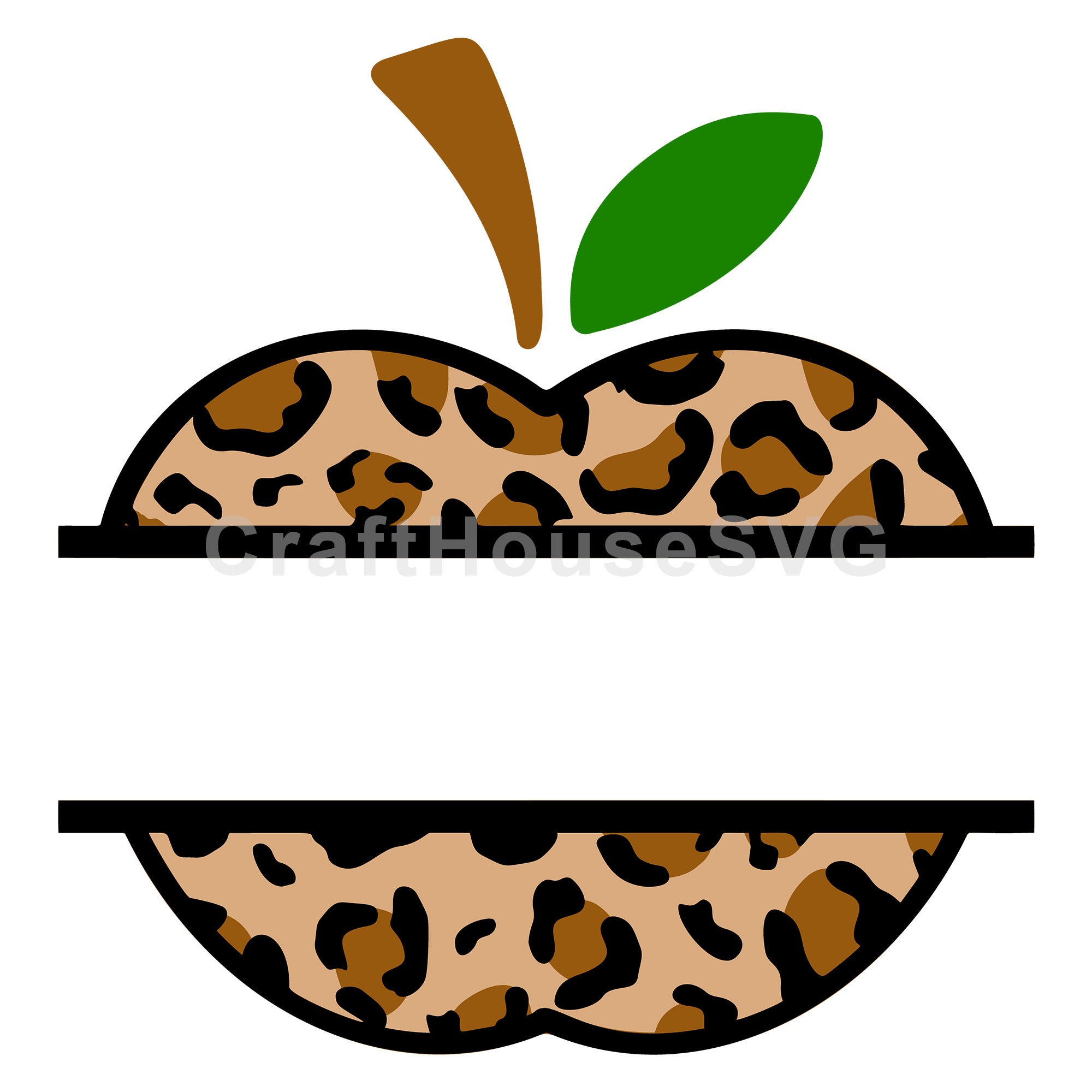 Apple leopard split monogram SVG