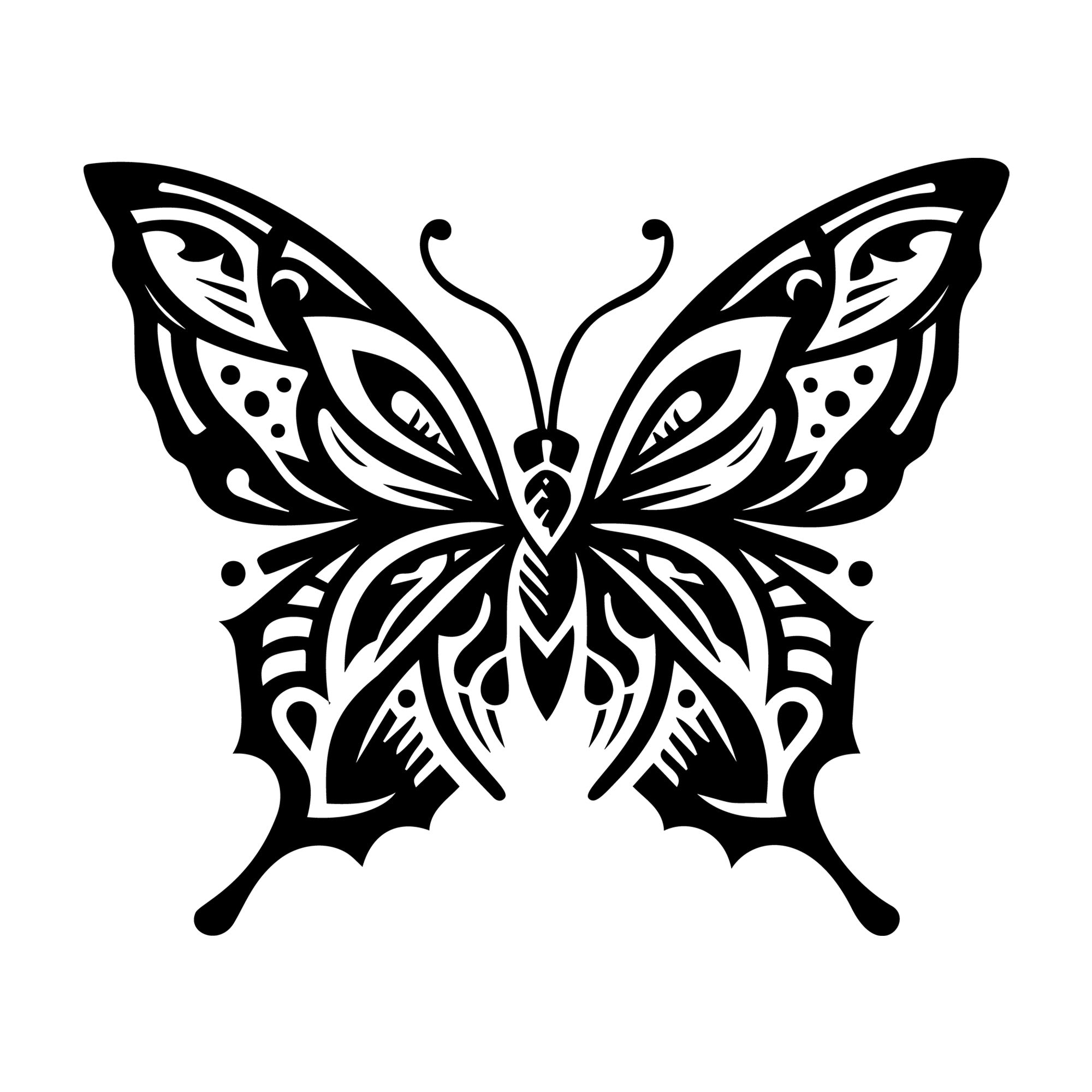 Artistic Butterfly Silhouette SVG design for Cricut, Silhouette, laser cutting, vinyl, sublimation, and craft projects.