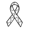 Autism Awareness Ribbon Black And White SVG design for Cricut, Silhouette, laser cutting, vinyl, sublimation, autism awareness crafts, and DIY projects.
