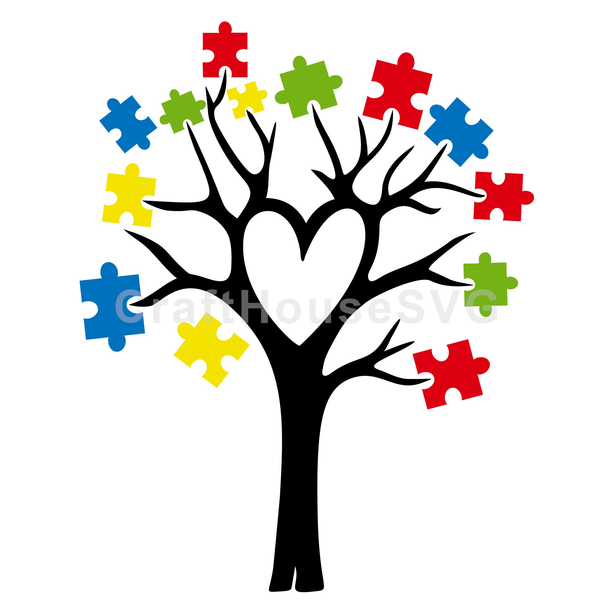 Autism puzzle tree SVG