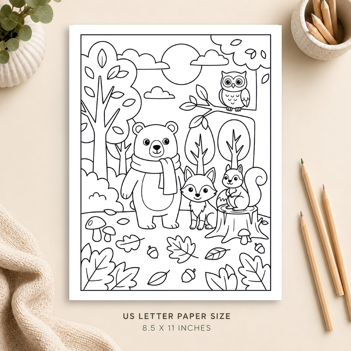 Autumn Animals Coloring Page 5