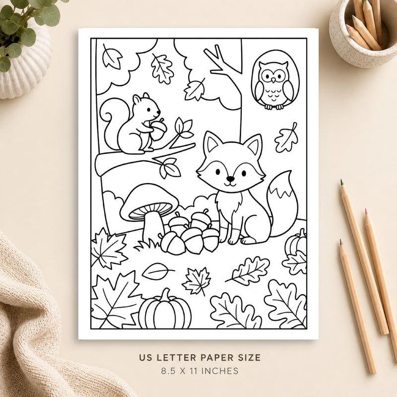 Autumn Animals Coloring Page 7