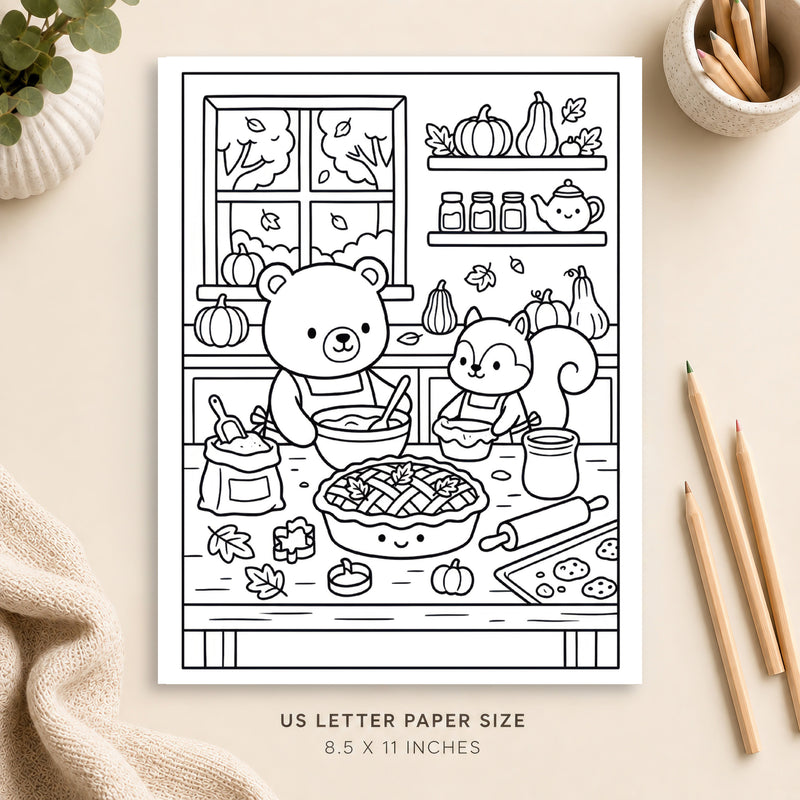 Autumn Baking Coloring Page 1