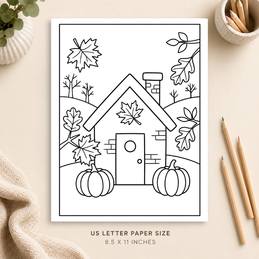 Autumn Cottage Coloring Page 4