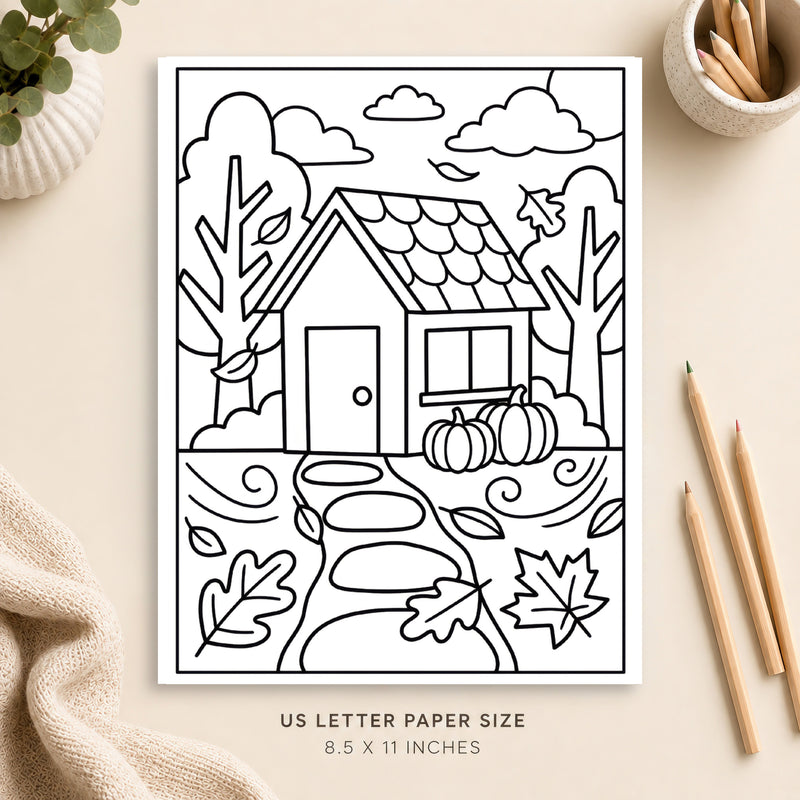 Autumn Cottage Coloring Page 5