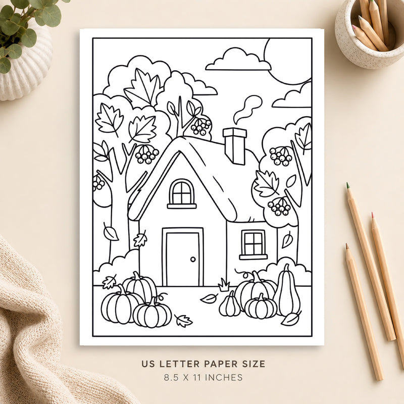 Autumn Cottage Coloring Page 6