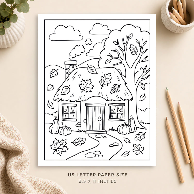 Autumn Cottage Coloring Page 7