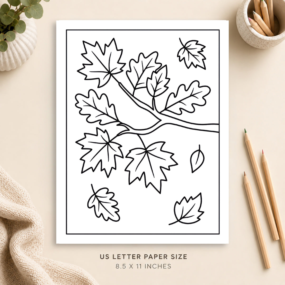 Autumn Leaves Coloring Page 1