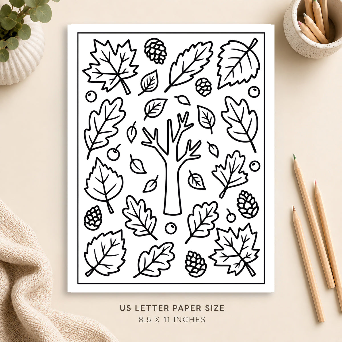Autumn Leaves Coloring Page 2