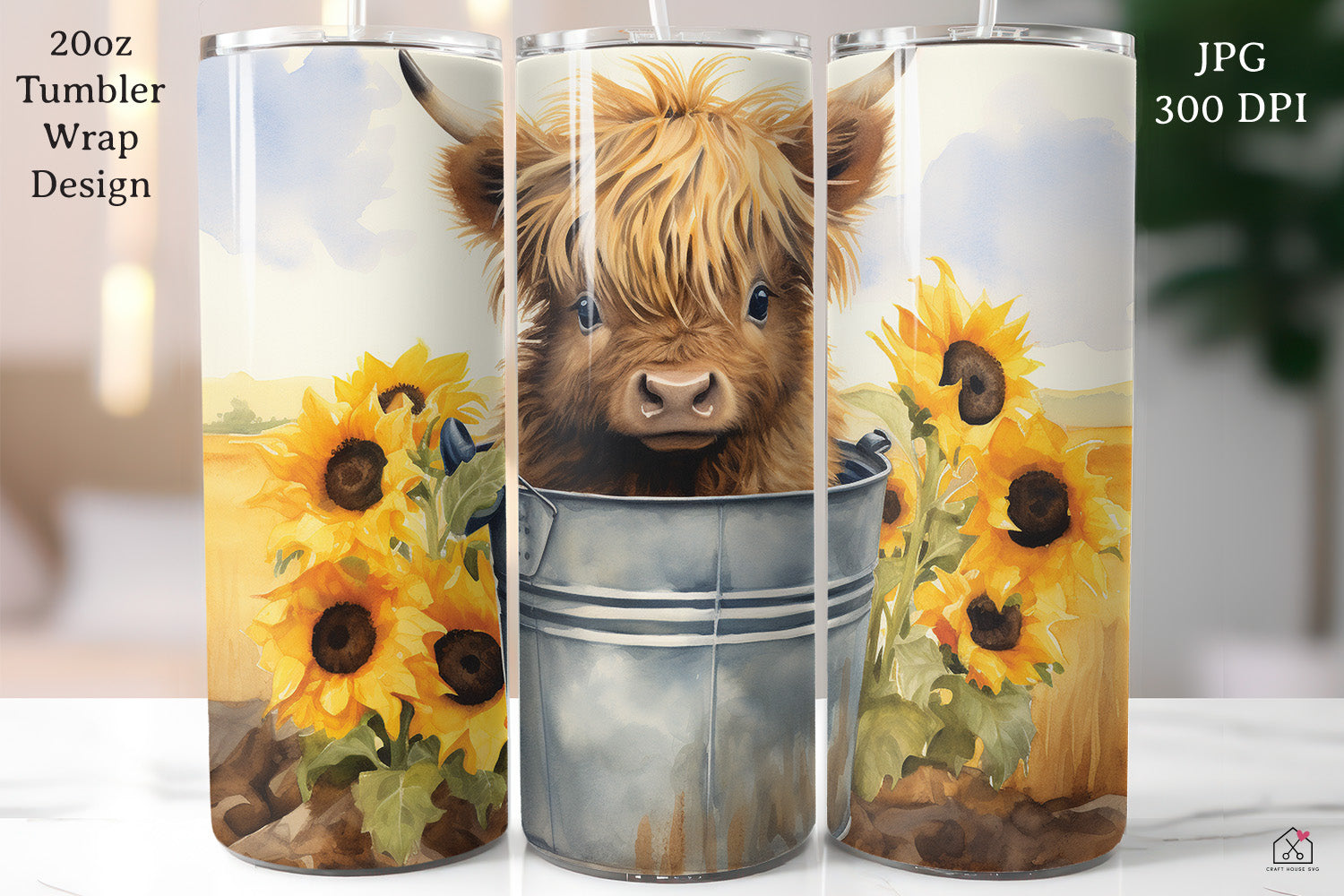 FREE Baby Highland Cow 20oz Tumbler Wrap Sublimation Design Fall Autumn PNG - Craft House SVG