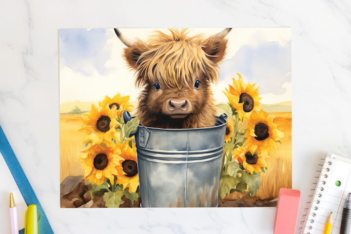 FREE Baby Highland Cow 20oz Tumbler Wrap Sublimation Design Fall Autumn PNG