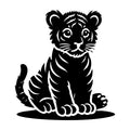 Baby Tiger Cub Sitting Silhouette SVG design for Cricut, Silhouette, laser cutting, vinyl, sublimation, and craft projects.