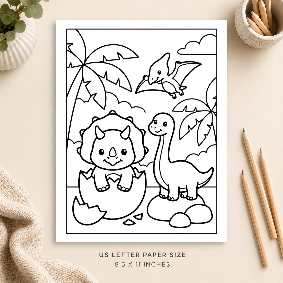 Baby Dinosaurs Coloring Page 1