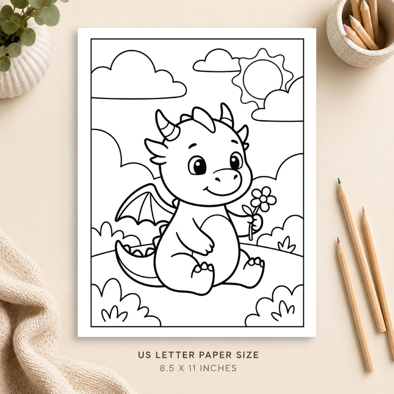 Baby Dragon Coloring Page 1