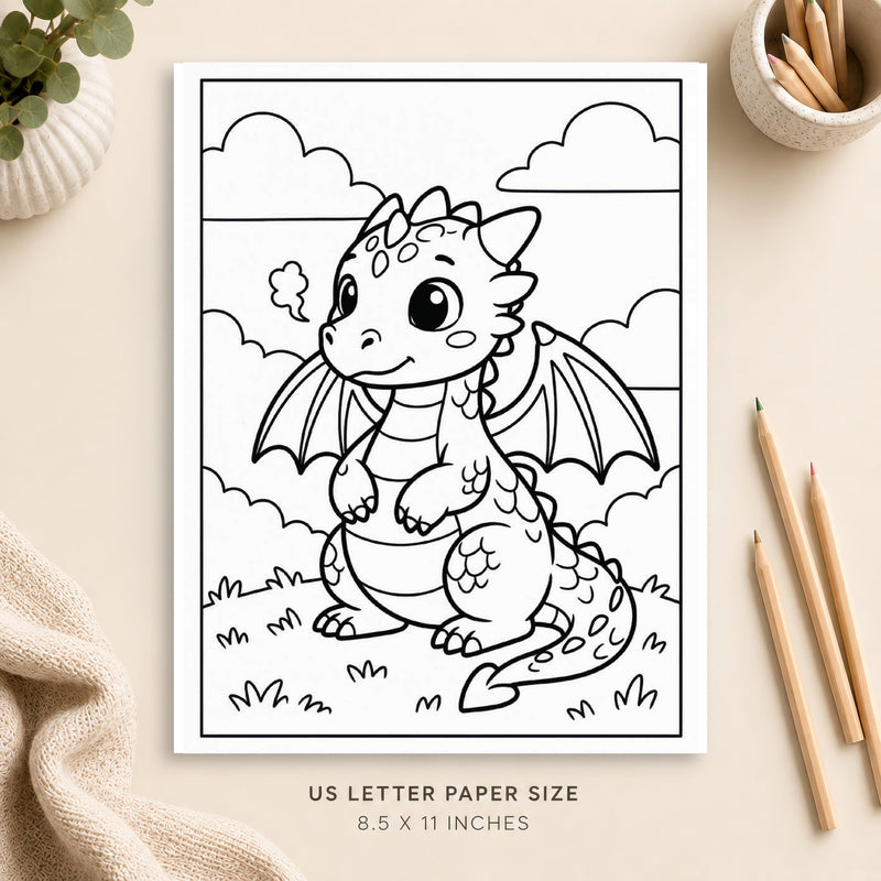 Baby Dragon Coloring Page 2