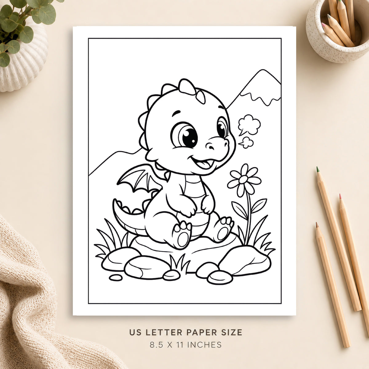 Baby Dragon Coloring Page 4