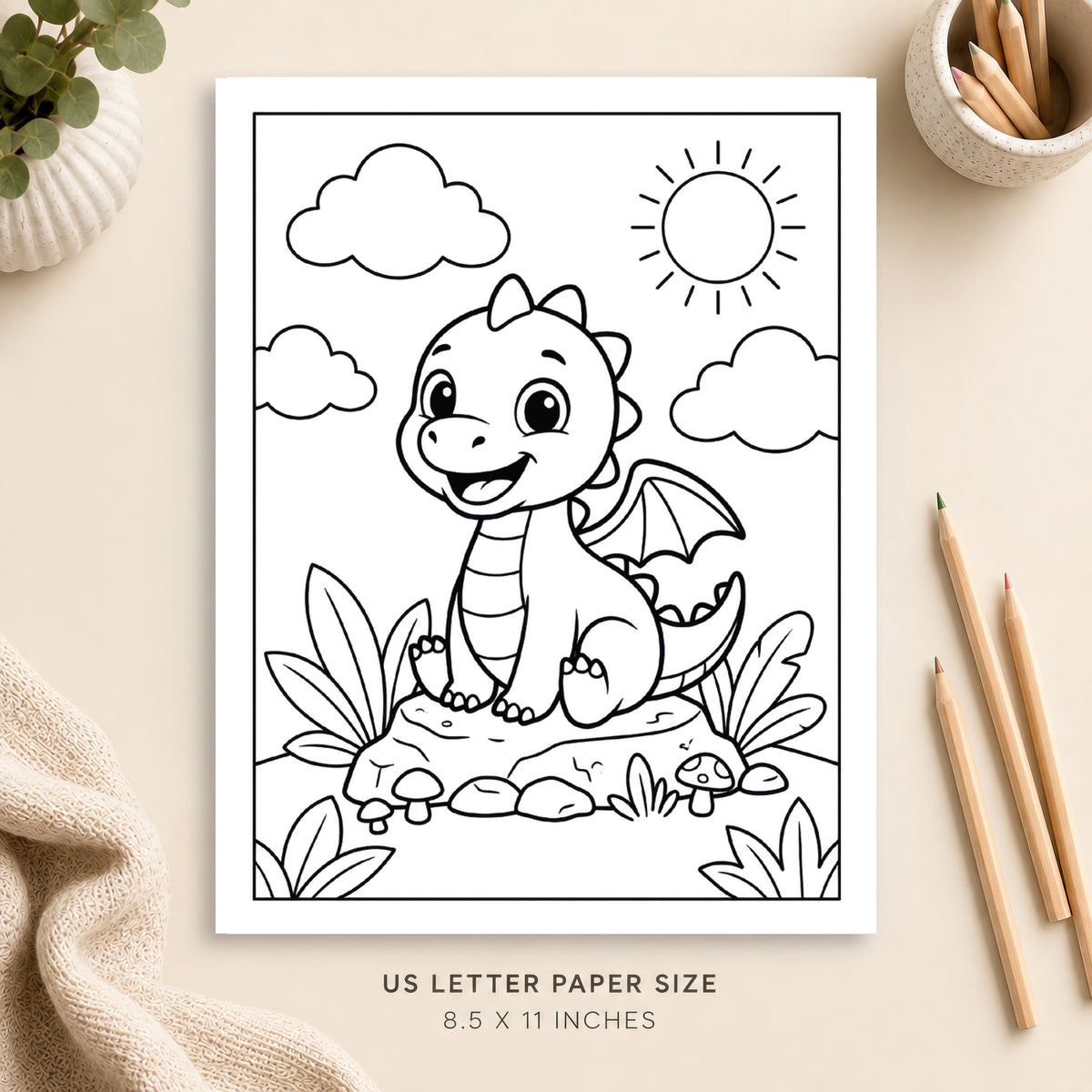 Baby Dragon Coloring Page 6
