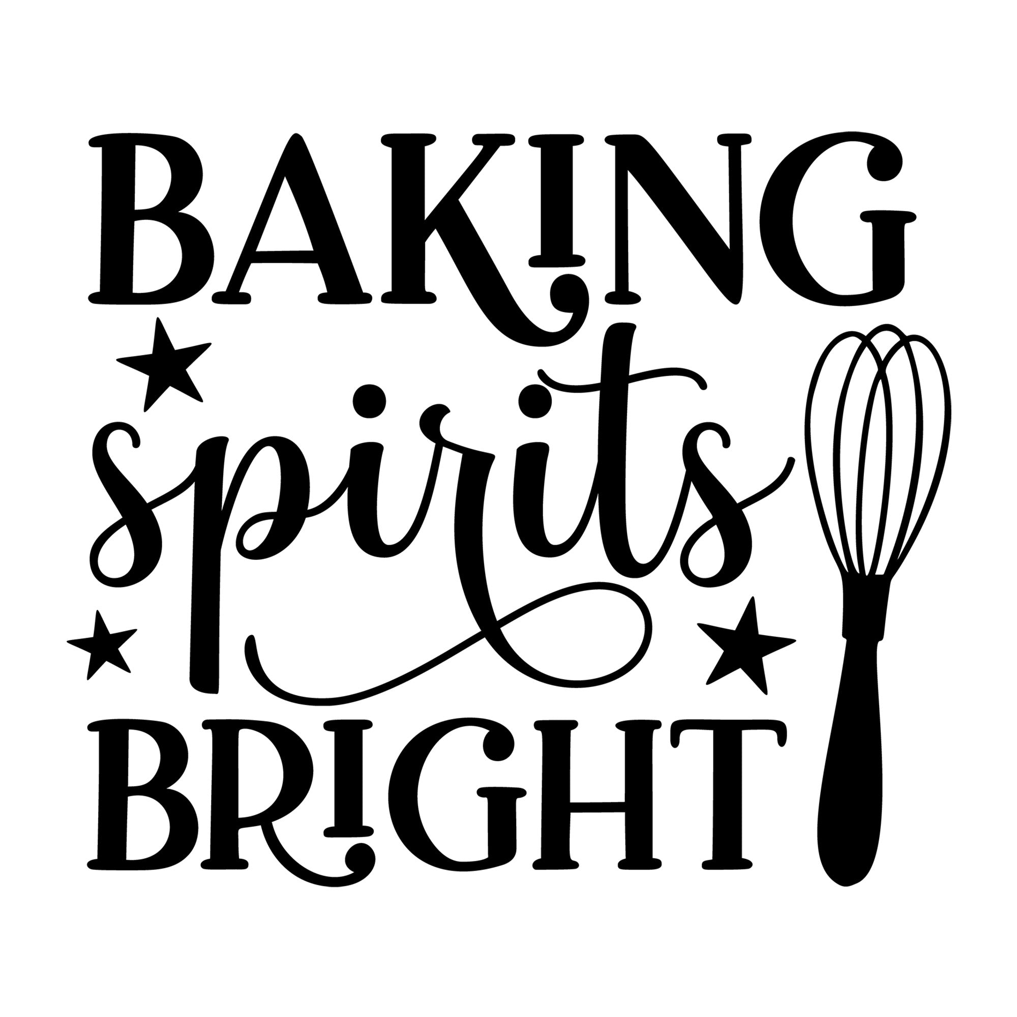 Baking Spirits Bright SVG design for Cricut, Silhouette, laser cutting, vinyl, sublimation, Christmas baking, and kitchen craft projects.