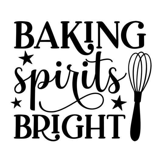 Baking Spirits Bright SVG design for Cricut, Silhouette, laser cutting, vinyl, sublimation, Christmas baking, and kitchen craft projects.