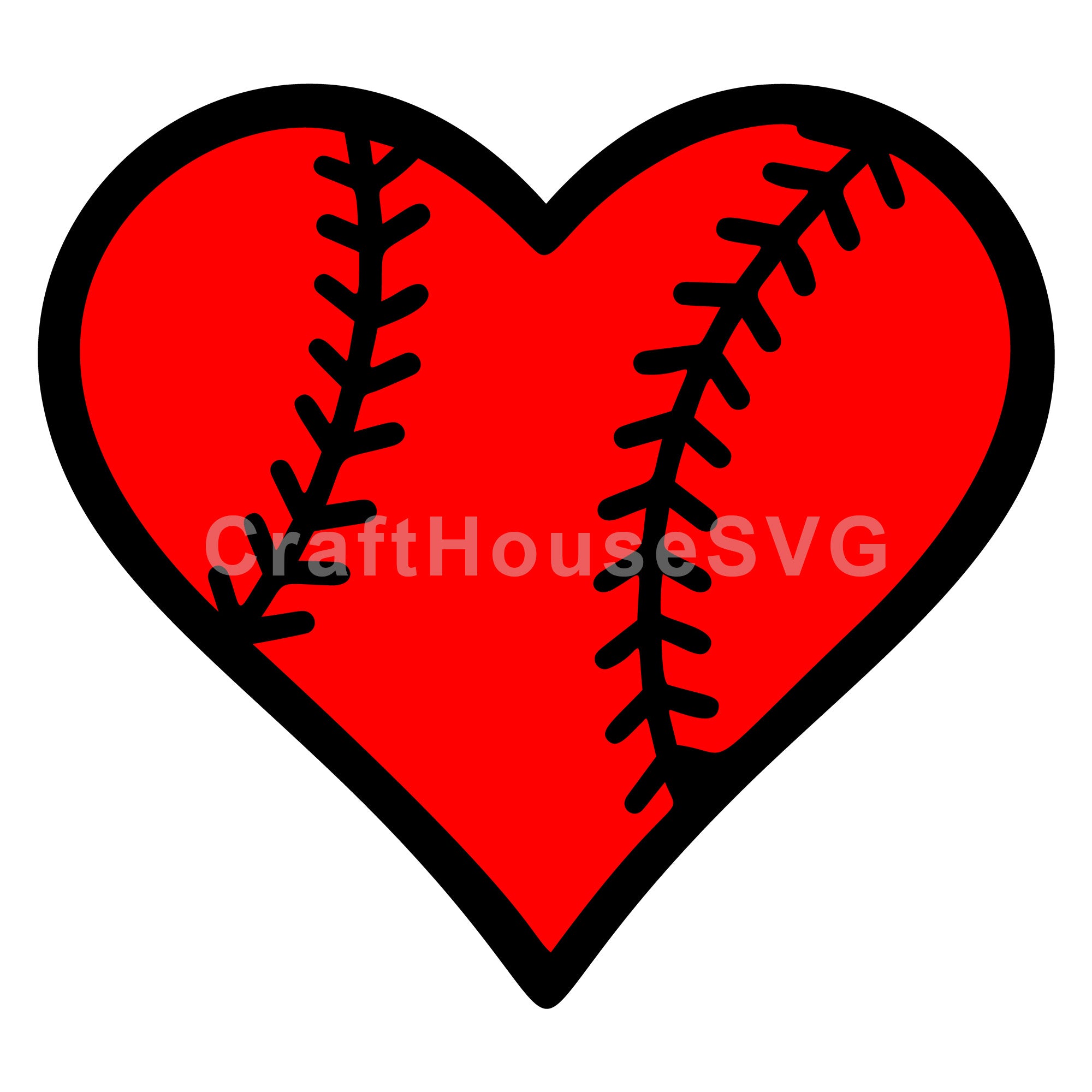 Baseball Heart Layered SVG