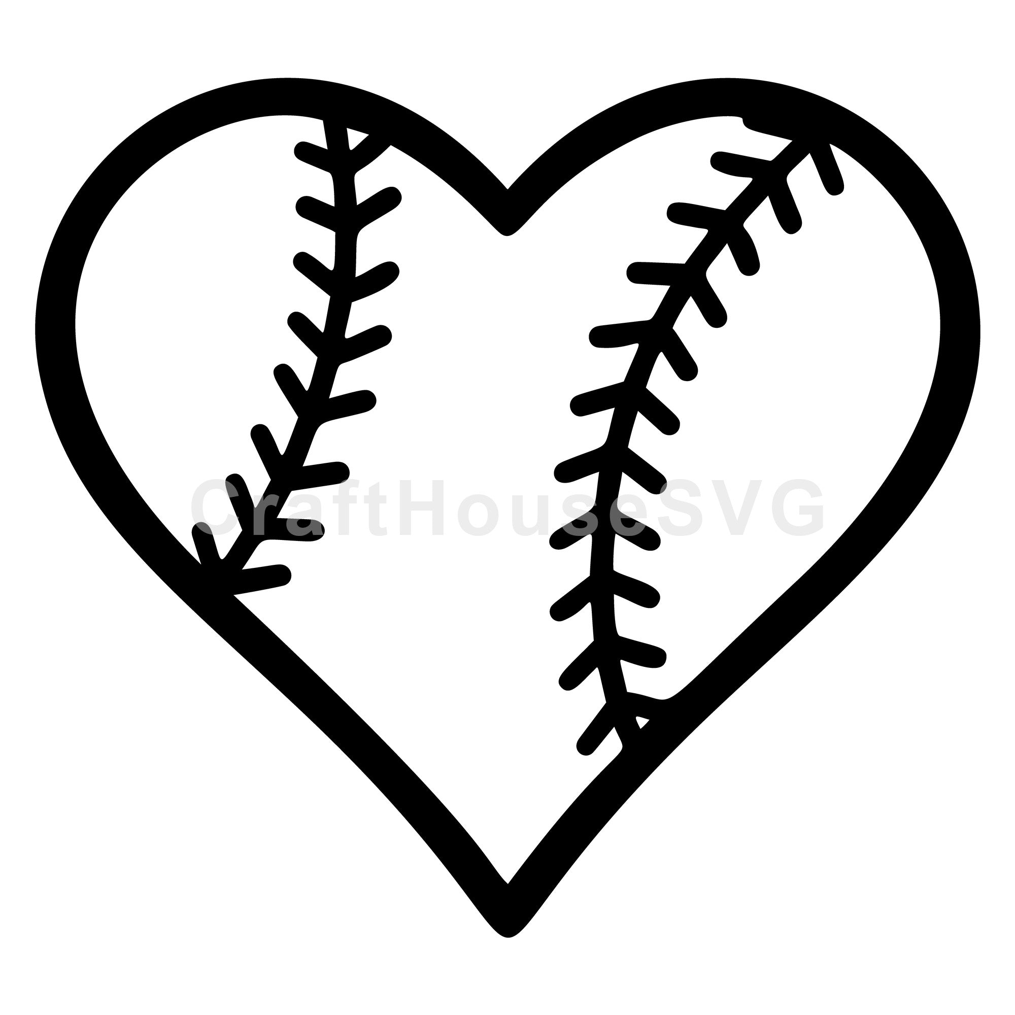 Baseball Heart SVG Outline