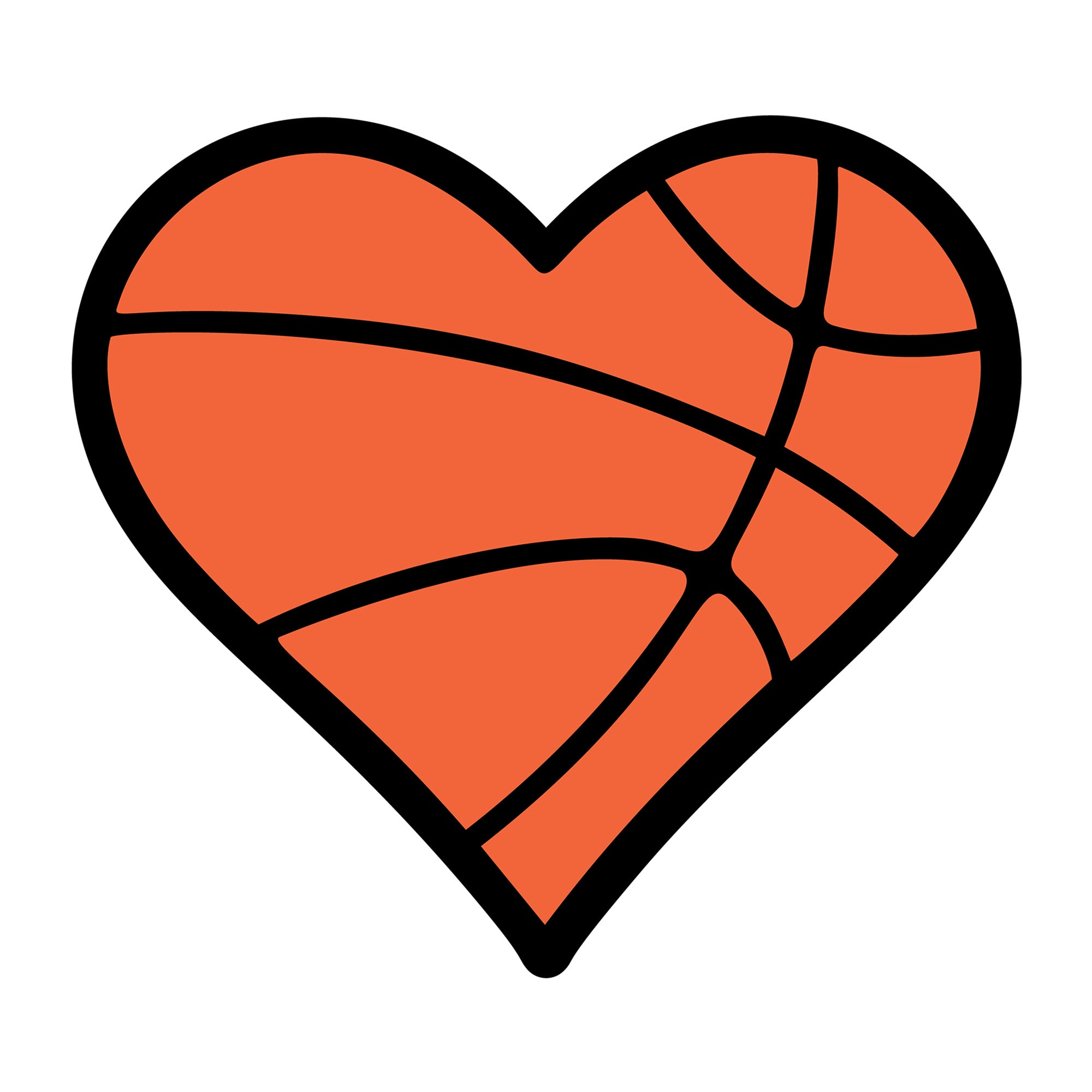 Basketball Heart SVG design for Cricut, Silhouette, laser cutting, vinyl, sublimation, and sports craft projects.