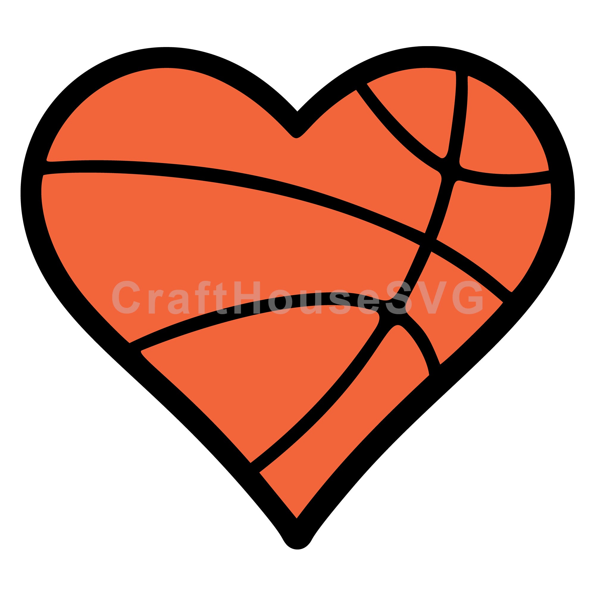 Basketball Heart Layered SVG