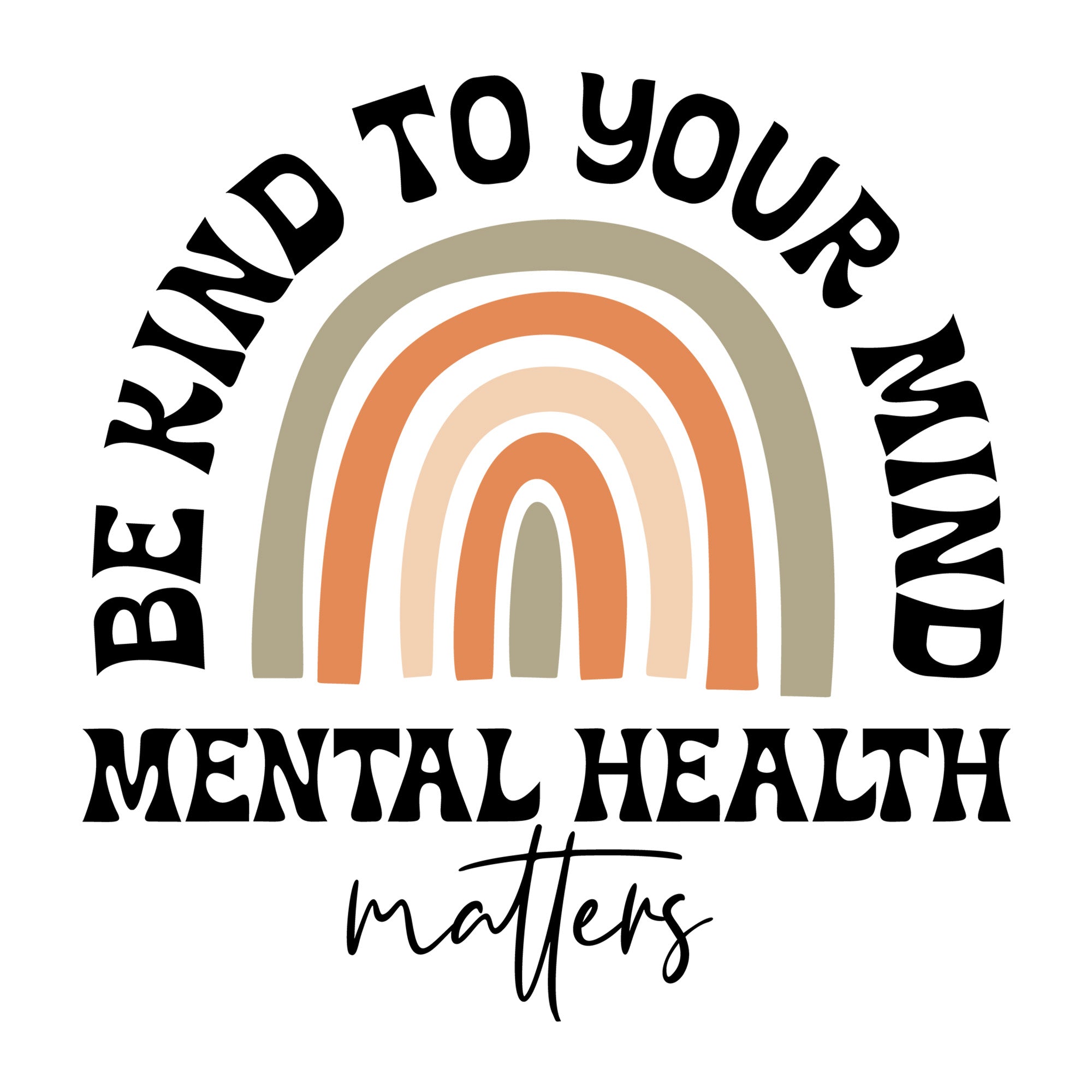 Be Kind To Your Mind SVG design for Cricut, Silhouette, laser cutting, vinyl, sublimation, and inspirational craft projects.