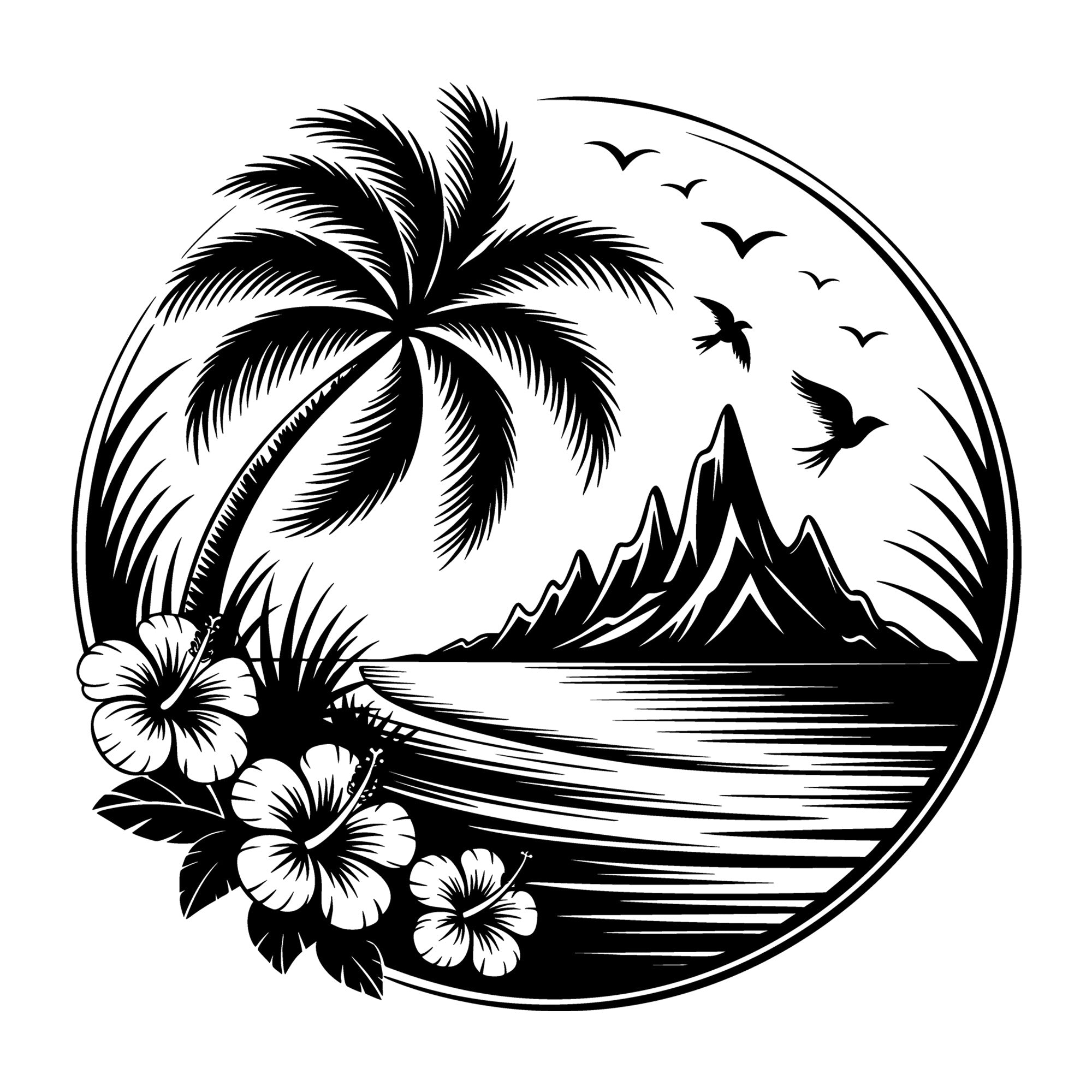 Beach SVG for Cricut, Silhouette, laser cutting, vinyl, sublimation, beach shirts, decals, signs, and DIY craft projects.