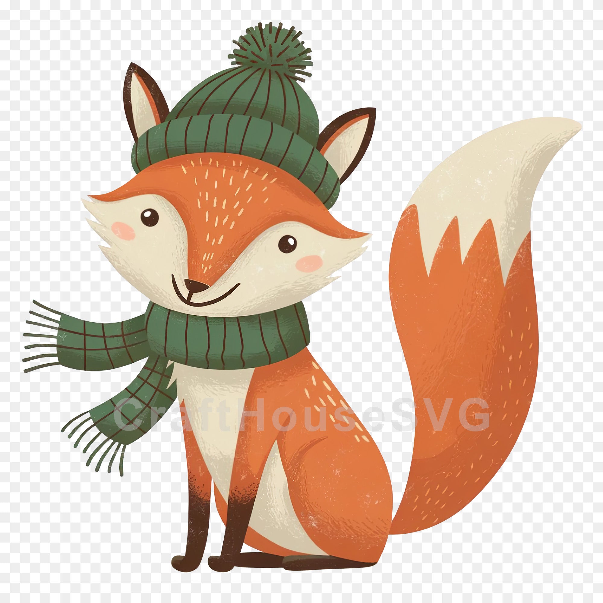 Beanie Fox Winter PNG Clip Art Sublimation