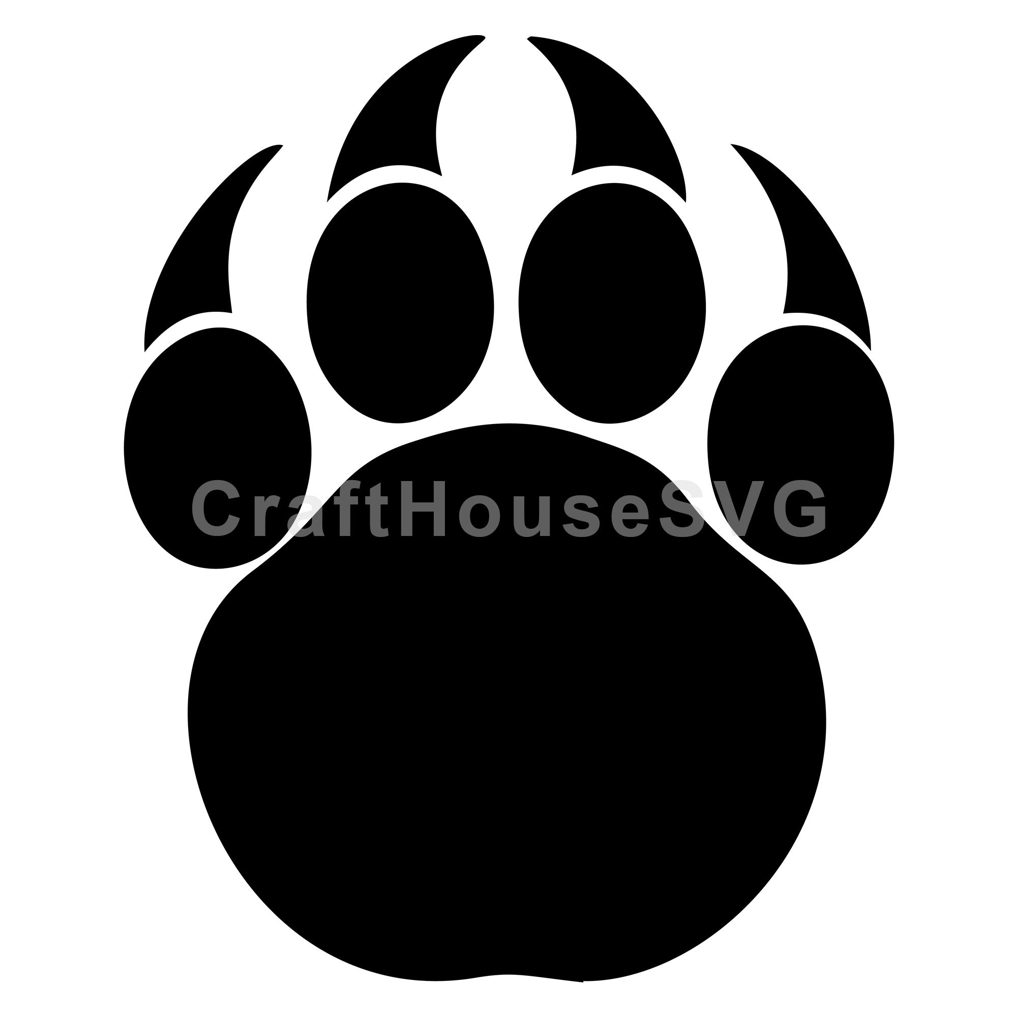 Solid Bear Paw Print Silhouette SVG