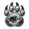 Bear Paw Print Integrated Nature Scene SVG design for Cricut, Silhouette, laser cutting, vinyl, sublimation, and craft projects.